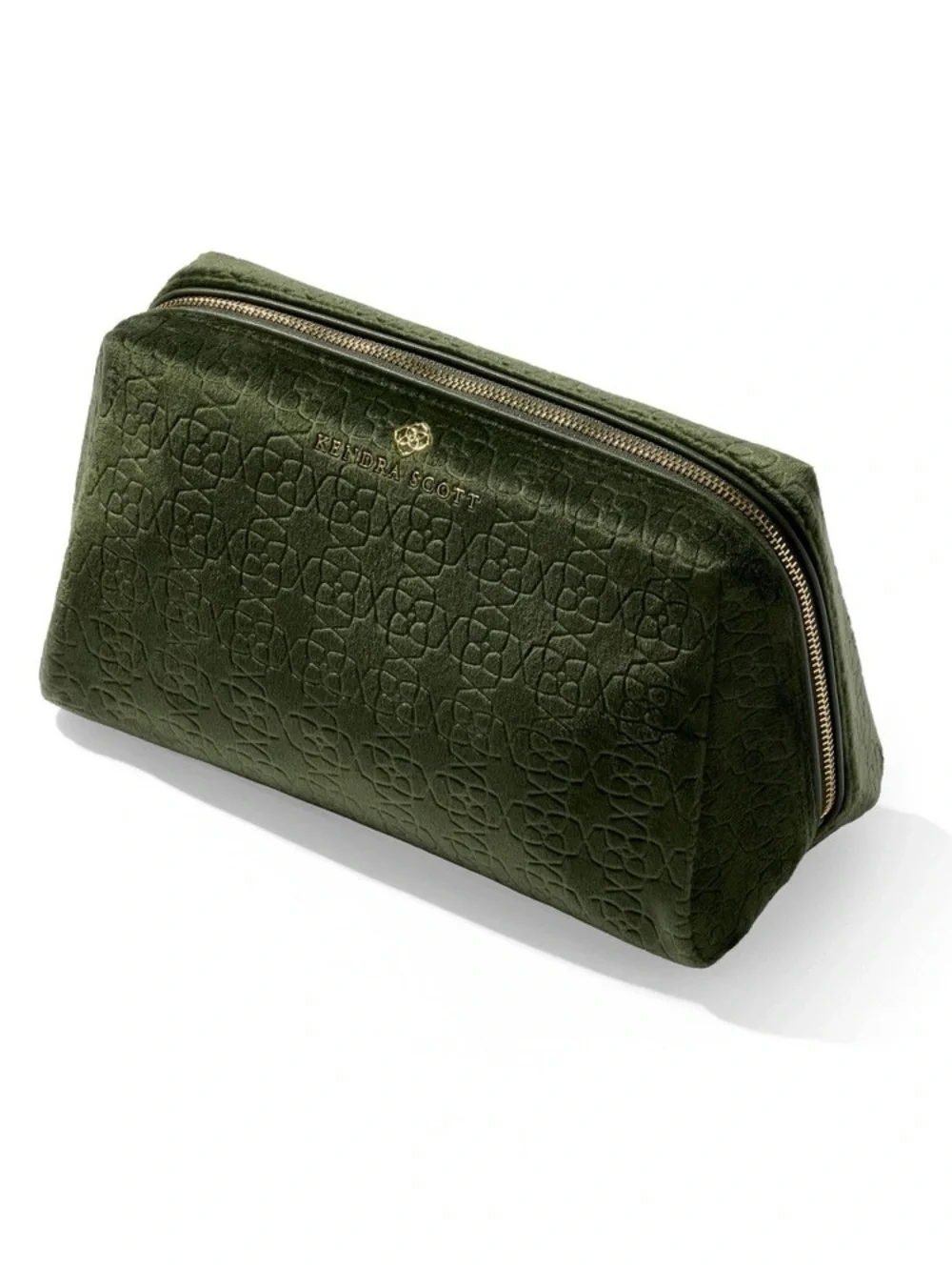 Kendra Scott Green Embossed Travel Cosmetic Pouch